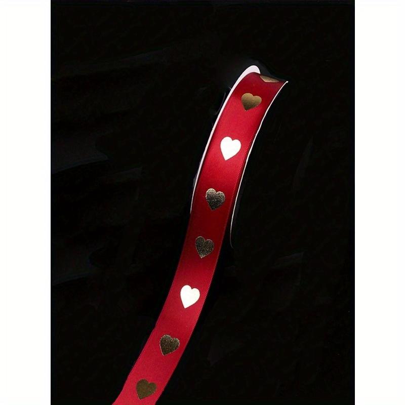5 Yards Festive Golden Heart Ribbon High-Quality Polyester Holiday Ribbon, Wedding Ribbons, Gift Decoration Ribbons, Small Cake Decoration Ribbons