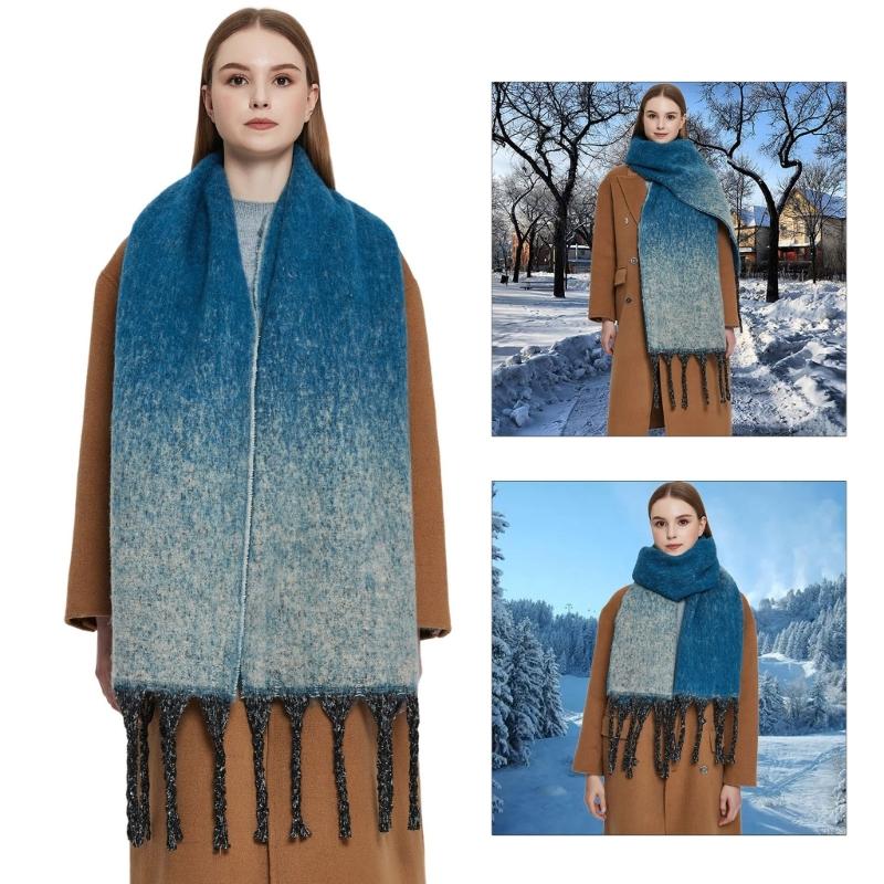 Winter Long Tassels Scarf Men Women Casual Outfit Scarves Outdoor Activity Shawl Scarf Thickened CashmereLike Scarf