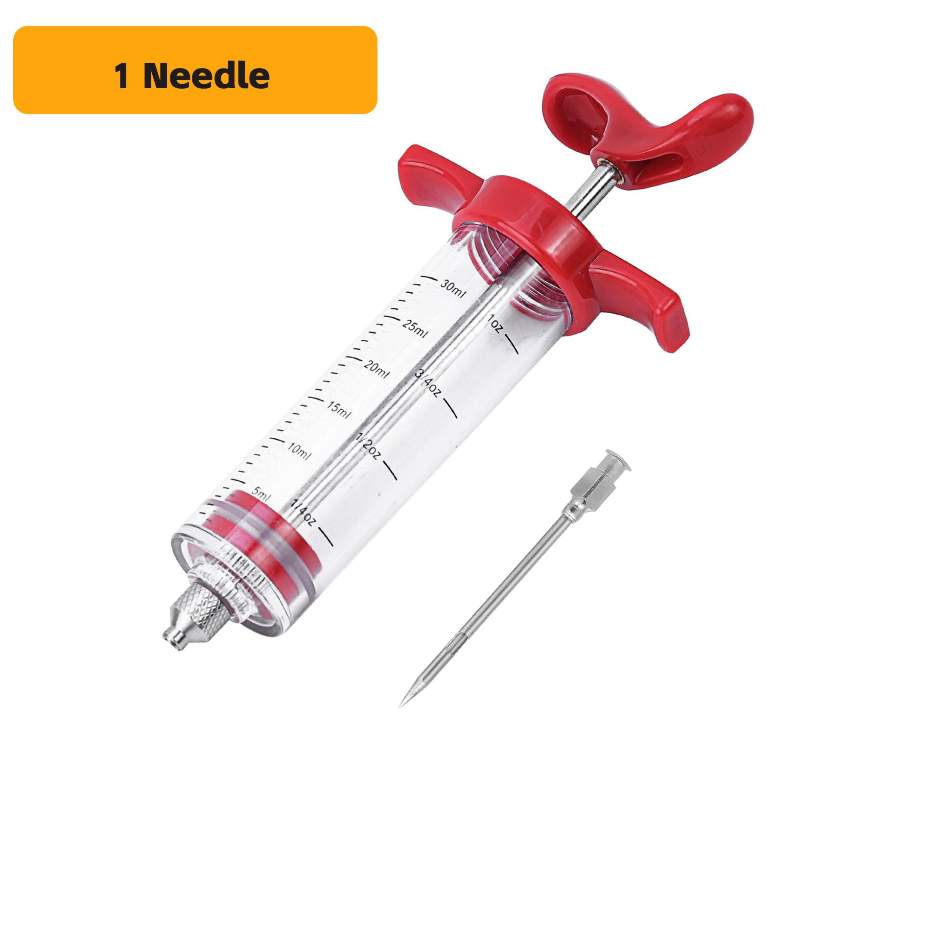 

Шприц для индейки - 3 иглы для инъектора маринада, шприц для мяса на 1 унцию с чистящей щеткой, прост в использовании и очистке