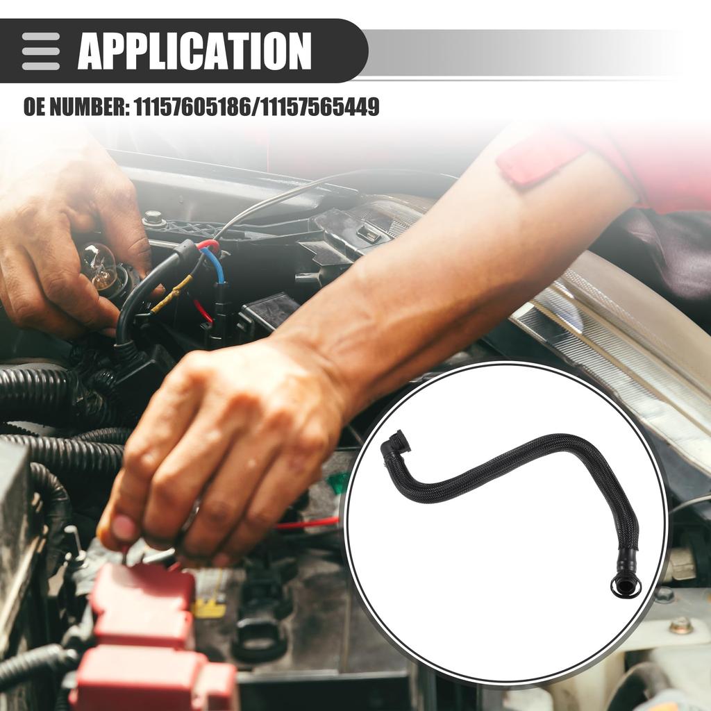 Motoforti Crankcase Vent Hose Tube, PC-V Valve Hose for Mini Cooper 1.6L 2007-2012, Plastic, Part Numbers 11157605186/11157565449, Black