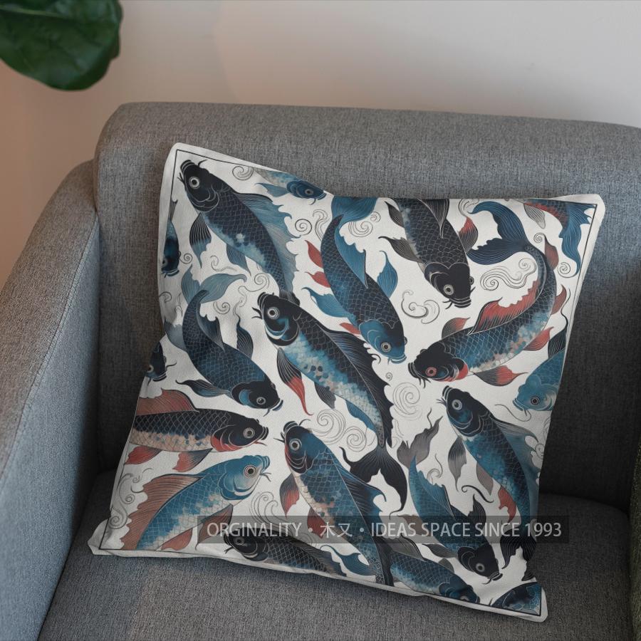 2D Colorful Goldfish Pattern Pillow For Home Decor Pattern Cushion Cover Suitable For Sofa Bedroom Car Pillow Cover