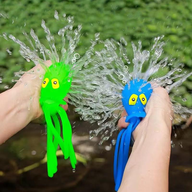 Summer Water Splashing Octopus Marine Animal Decompression Toy Children'S Baby Beach Bathing Toy Tpr Rubber Octopus Pinch Happy
