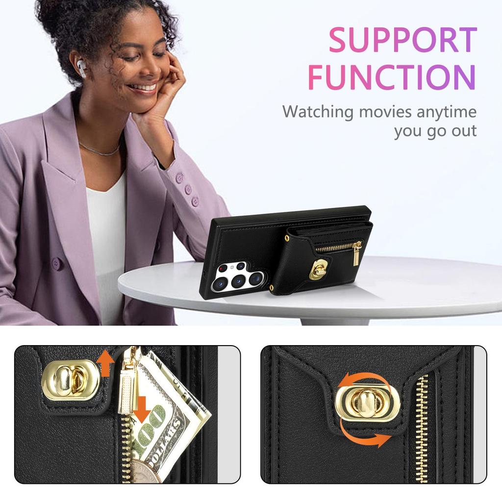 Samsung Side Zipper Lanyard Phone Case with Card Protection - A54 S23FE