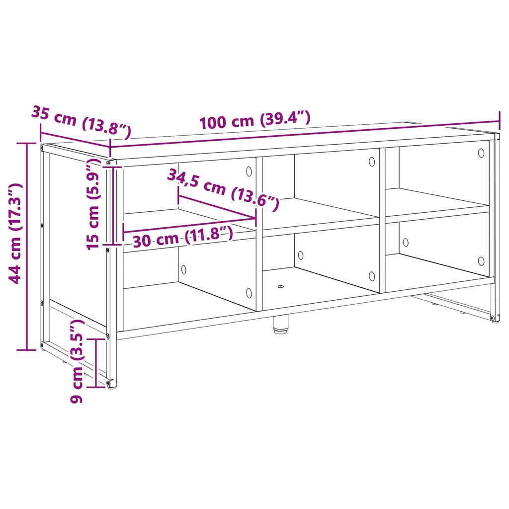 Shoe Cabinet Rustic Oak Finish 100 x 35 x 44 cm Engineered Wood
