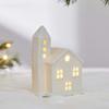 Ceramic Porcelain Lamp Ornament LED Button Batteries Christmas Atmosphere Lights Star Warm Glow House-shaped Night Lamp