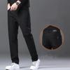Men's Winter Fleece Straight Slim Casual Pants Thick Warm Business Elastic Trousers
