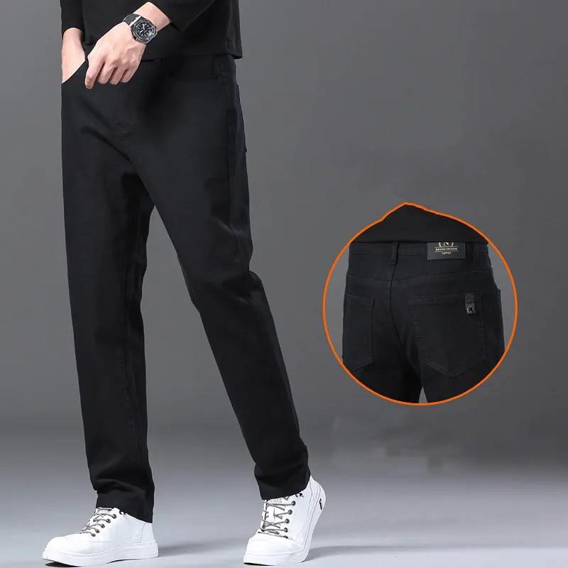Men's Winter Fleece Straight Slim Casual Pants Thick Warm Business Elastic Trousers