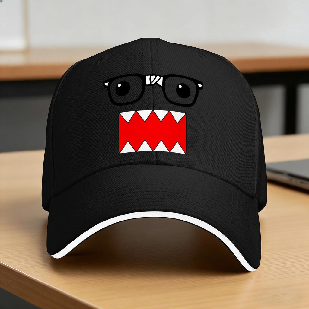 Domo Nerd With Glasses Baseball Cap Casual Men Women Trucker Hat Sun-Proof Custom Logo Kpop Rock Snapback Cap Gift Idea