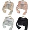 Women's Mesh Sheer Sun Jacket Long Sleeve Button Down Sun Shirts UV