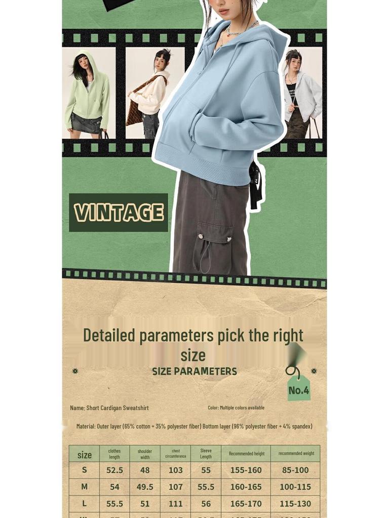 Women's Loose Fit Cropped Zip-Up Hoodie