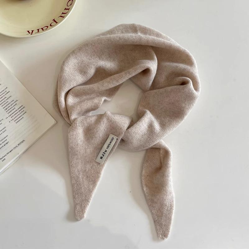 Pure Wool Triangle Scarf Niche Knitted Headscarf Multifunctional Scarf for Women Warm and Versatile Autumn and Winter New Trend