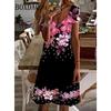 Women's Casual Dress Summer Beach Floral Print V Neck Short Sleeve Dress Fashion Casual Daily Holiday Loose Plus Size Dress 2024