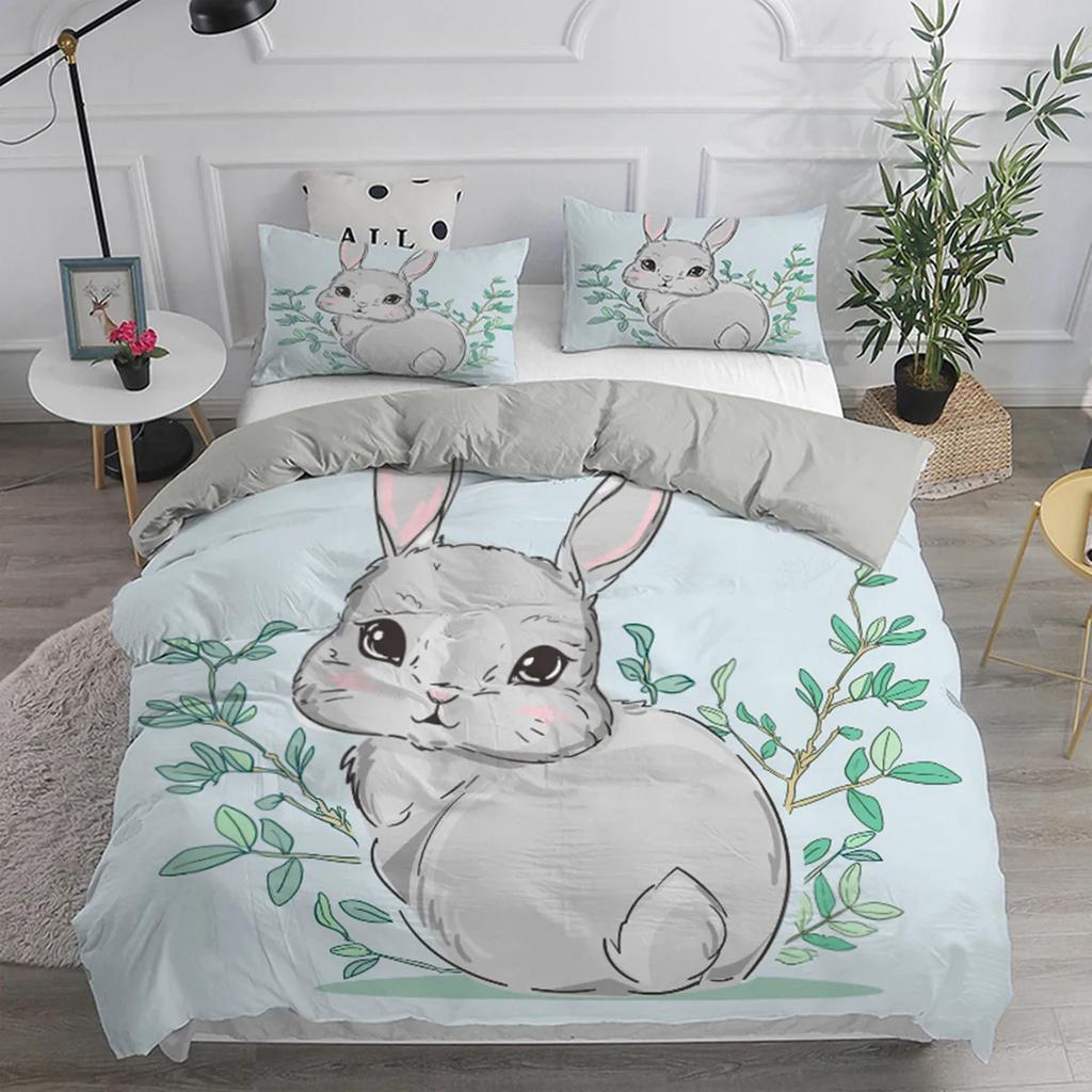 Comforter Cartoon Rabbit For Children Girl Boy Gift Bunny Polyester Cartoon Animals Theme For Bedroom Decorations