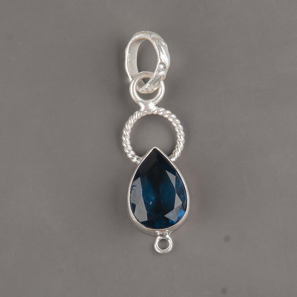 London Blue Topaz  Gemstone Pendant, Handmade Gorgeous Jewelry, 925 Solid Sterling Silver Jewelry, Bohemian Pendant For Wedding Gift