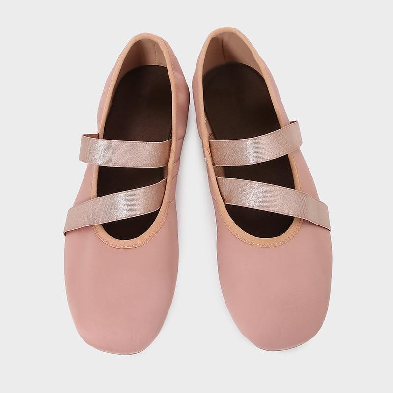Fashion Pink Silk Flat Ballet Shoes Women Fashion Round Toe Shallow Design Brand Flat Sandals Comfort Elegant 42 Large Size Casual Shoes