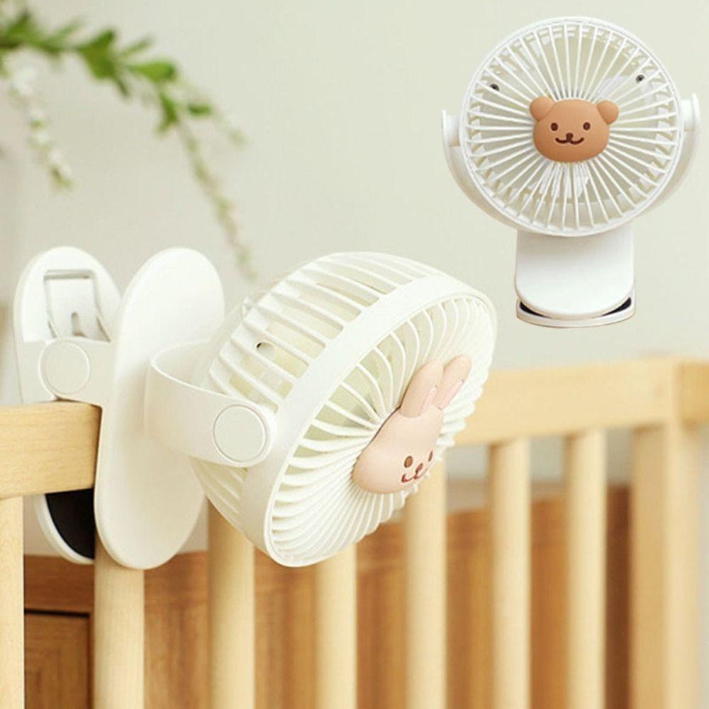 

Rechargeable Outdoor Fan Clip Bear Bunny Handheld Electric Fan New Baby Cart Stroller Fans Home White Rabbit