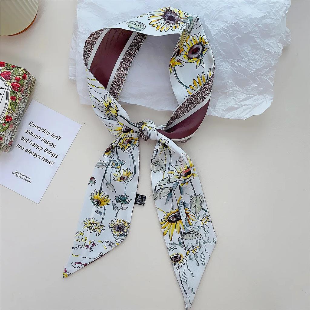 26 Letter Printed Headband 100x6cm Fashion Small Silk Scarf For Women New Design Brand Scarves Women's Bags Hair Tie Accessories