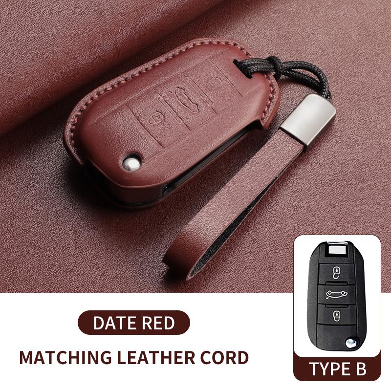 

Car Key Case Cover For Peugeot 208 2008 308 3008 508 408 Citroen C3 C4 C5 C6 C8 Leather Car Key Protected Replace Shell Keychain