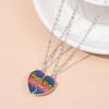2Pcs/Set Colorful Heart Pendant Necklace for Girl Cartoon Love Pendants Best Friend Shared Jewelry BFF Gifts
