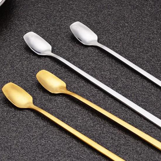 Coffee Spoon Long Handle Anti-rust Lovely Thickened Integrated Stir Electroplate Flavored Dessert Mixing Spoon Household Supplies