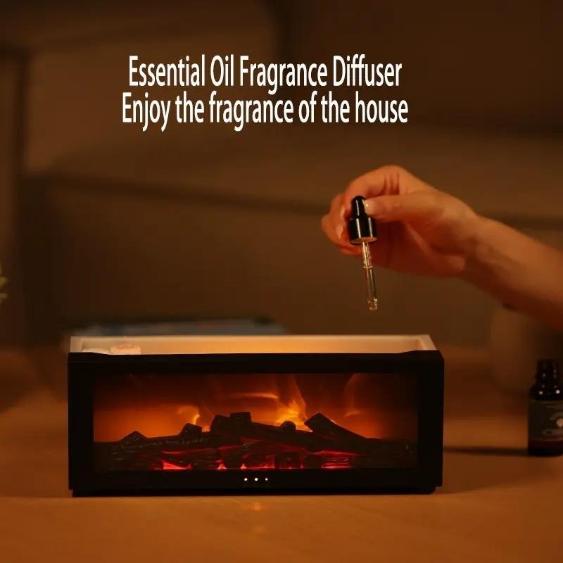 Simulazione 3D Fiamma Camino Umidificatore d'Aria Silenzioso Macchina per Aromaterapia ad Aria Diffusore di Fragranze ad Olio Essenziale Intelligente