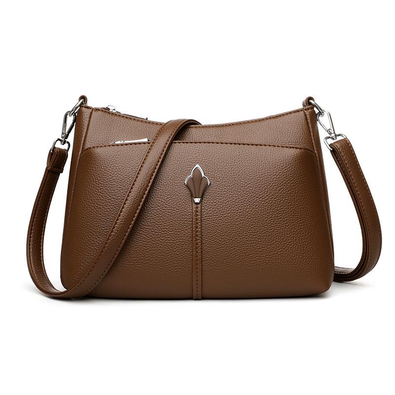 Autumn/Winter Soft Leather Multi-layer Shoulder/Crossbody Bag for Women - Versatile and Spacious Design