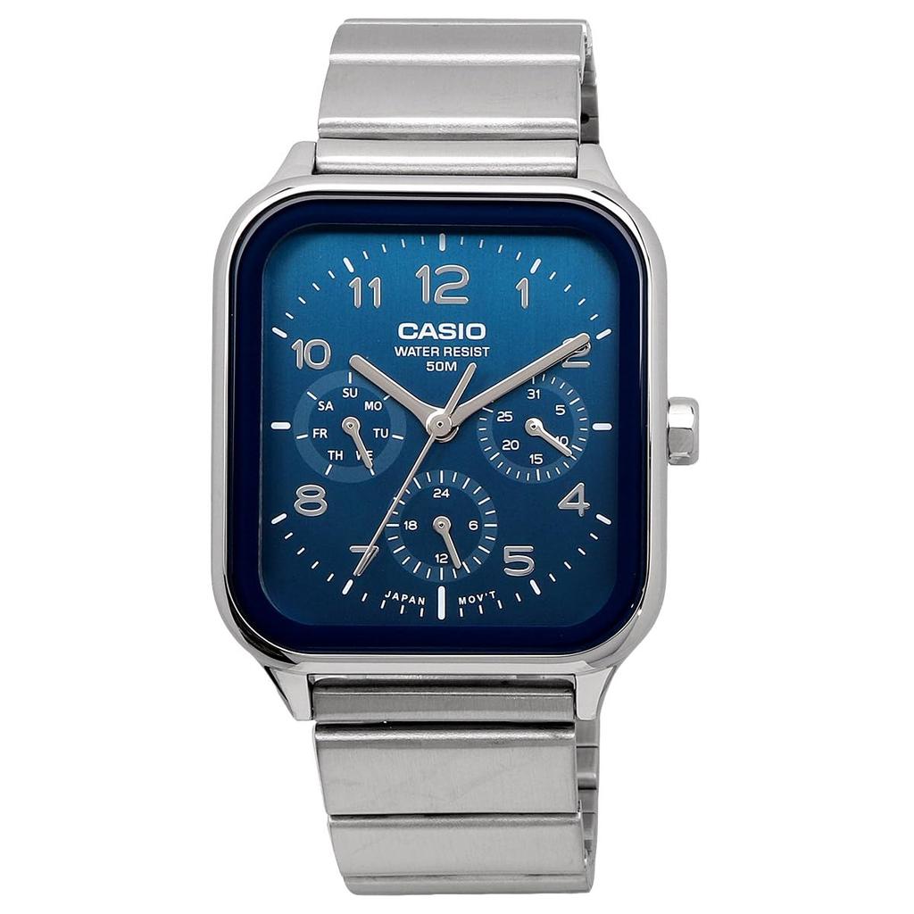 CASIO Standard Round Rectangle 24-Hour Display Multifunction Analog Men's Watch MTP-M306D-2AV Blue