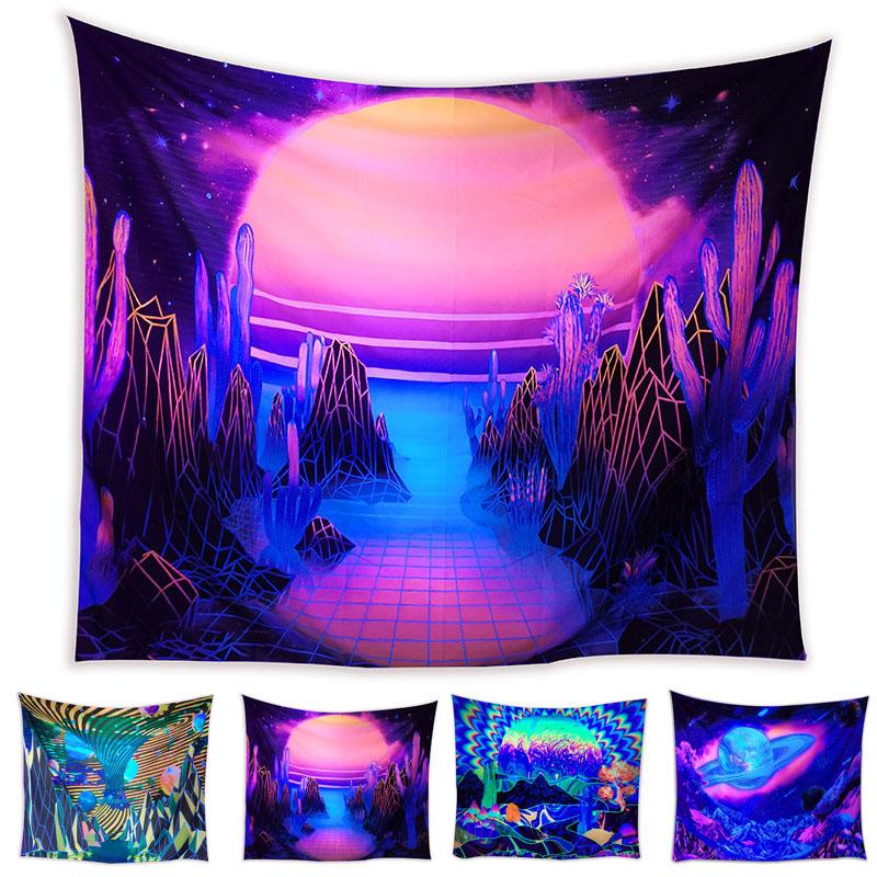 UV Fluorescent Tapestry Starry Sky Print Wall Hanging Art Home Decor