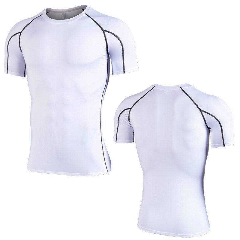 and American Fitness Clothing for Men, Elastic Tight-Fitting Quick-Drying Clothing, Outdoor Running Basketball Short-Sleeved Sportswear, Same Style