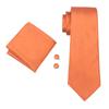 Dibangu Ties for Men Orange New Design Silk Tie Mens Necktie Hanky Cufflink Alloy Ring and Tie Tack Pin Set for Formal Party