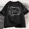 Fashion Cartoon Cat Print Tshirt Harajuku Short Sleeved Casual Womens Tshirt Street Round Neck Womens Tshirt
