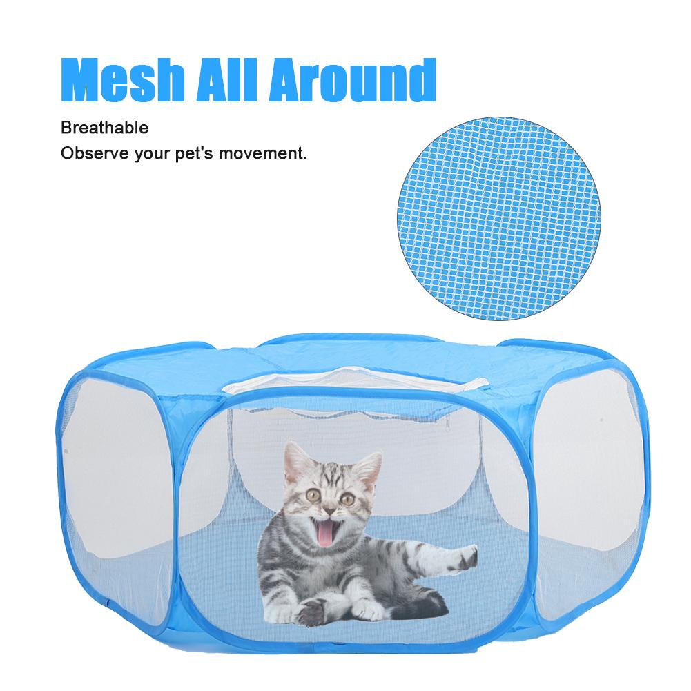 Foldable Small Animal Hamster Fence Autoopen Outdoor Indoor Exercise Crawling Pet Tent(  Blue )