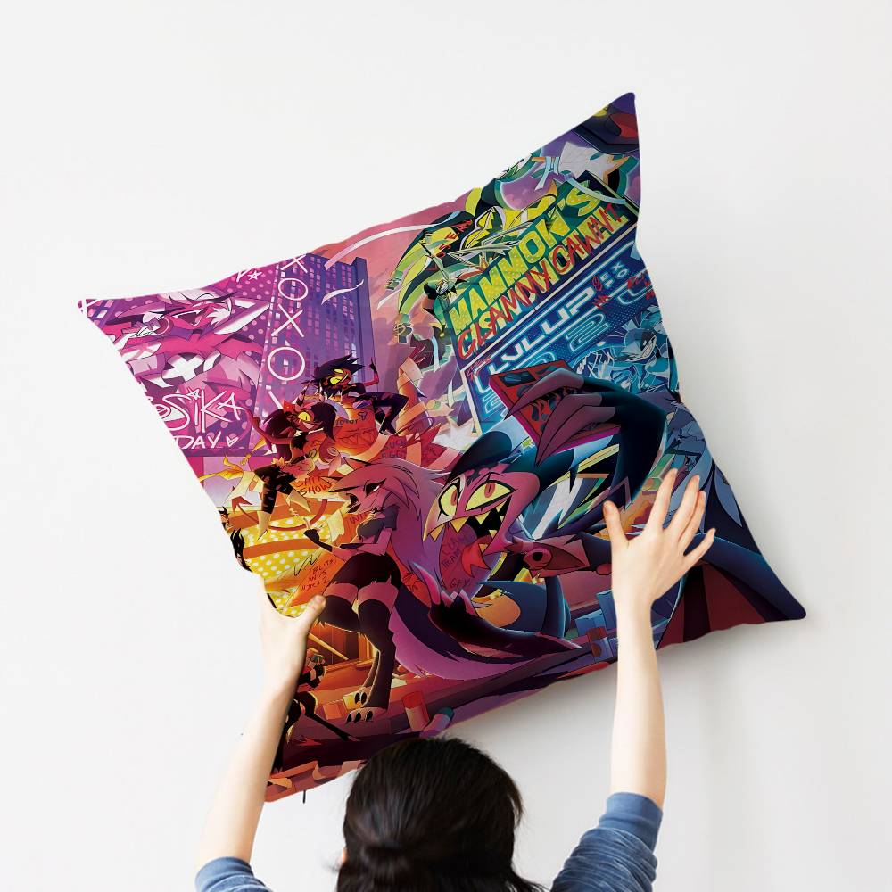 Capa de Almofada Cartoon H-Helluva Boss Personalizada Decoração Quarto Festa Infantil Fronha Presente Aniversário Crianças