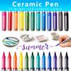Permanent Marke Ceramics Pens 12 Colors Porcelain Paint Brush Pen for Both Glazed and Unglazed Christmas Decoration Wine Markers