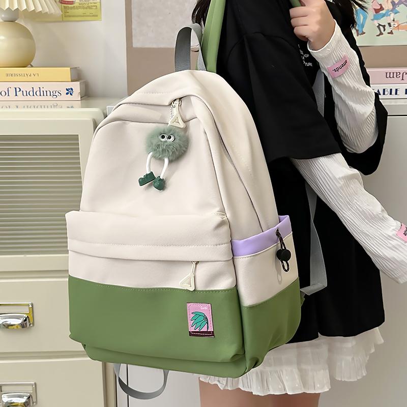 Student Schoolbag Female Large Capacity Backpack Color Block Girls Backpack