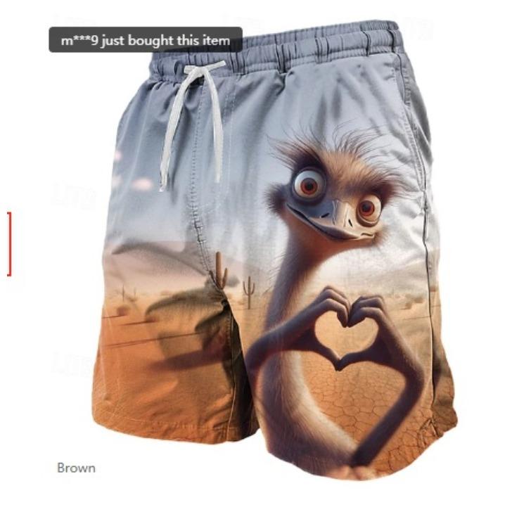 Summer 3D Fun Cartoon Animals Print Shorts Fashionable Casual Beach Men's Shorts