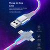 3 in 1 LED Leuchten Fließendes Ladekabel Leuchtende Beleuchtung Schnellladung Micro USB Typ C 1 Meter Länge Für Foto Drahtkabel