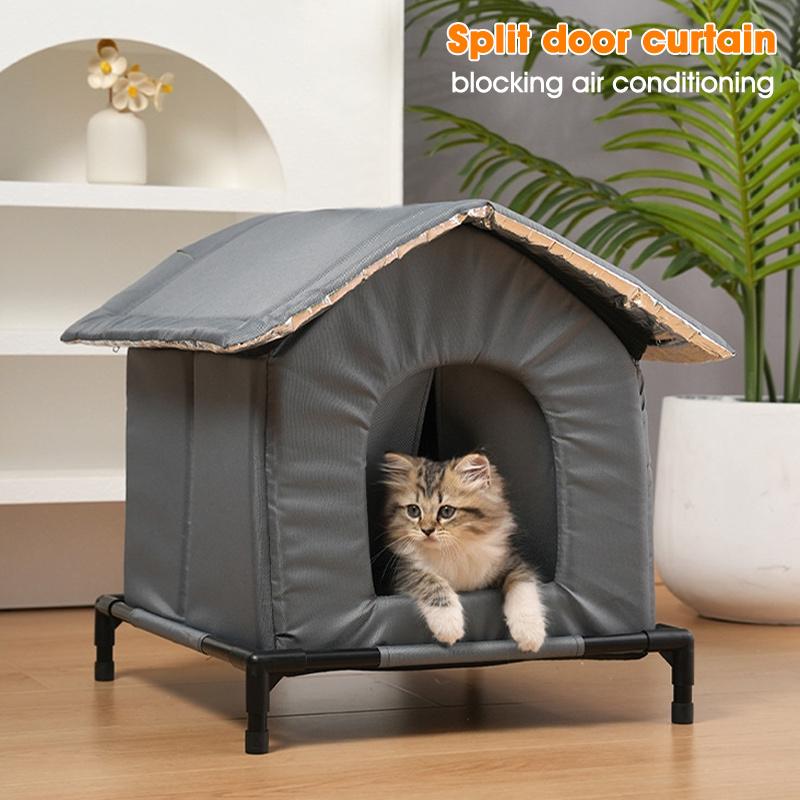 Heavy-Duty Outdoor Cat Cabin Winter Warm Shelter with Raised Waterproof Base All-Weather Protection for Community Cats