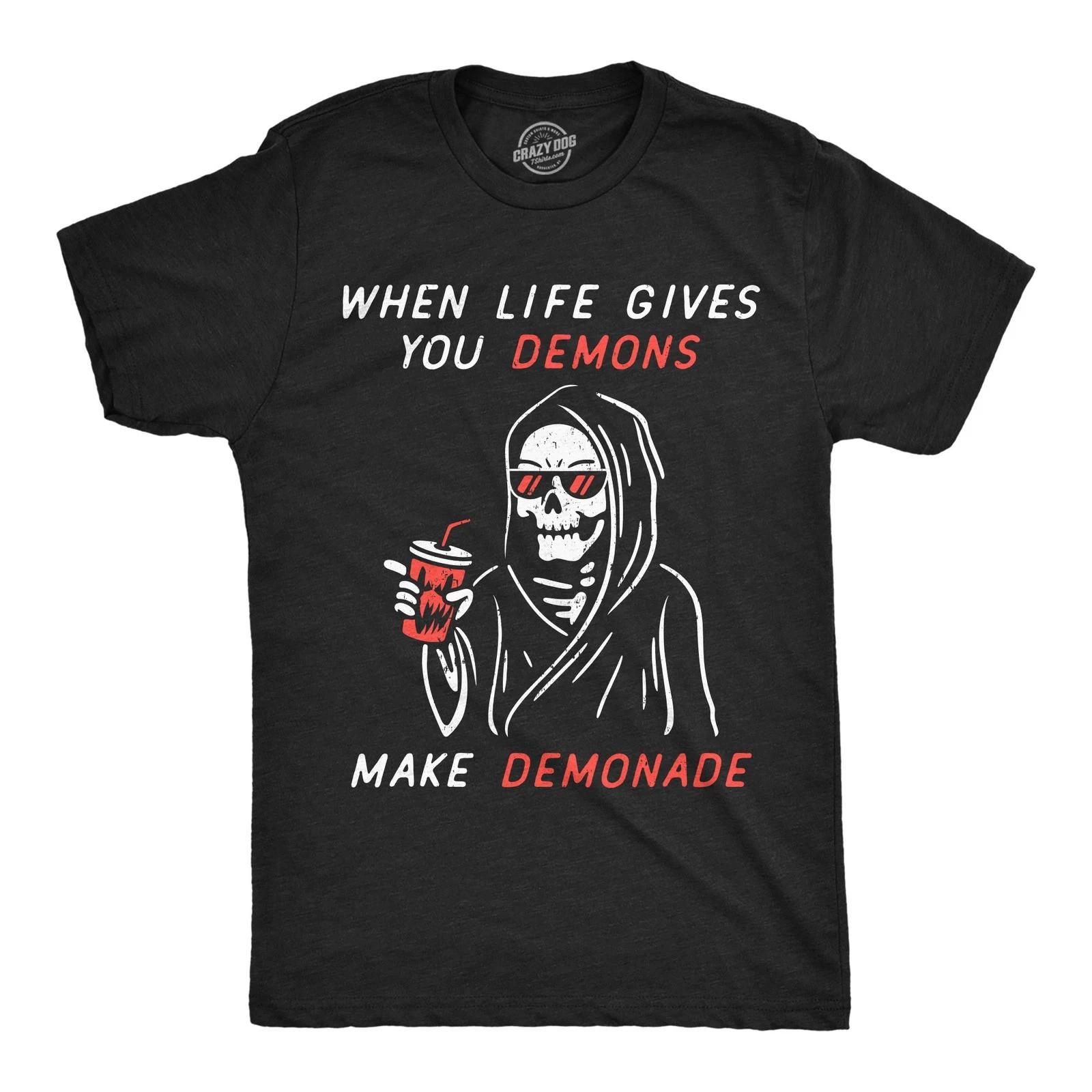 Mens Funny T Shirts When Life Gives You Demons Make Demonade Sarcastic Graphic XXXXL