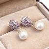 S925 Silver Teardrop Pearl Earrings: Elegant Zircon Inlay, French Luxury Court Style