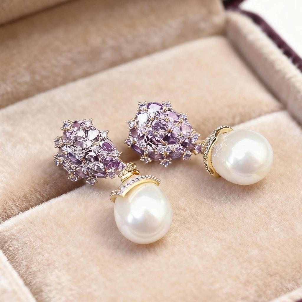 S925 Silver Teardrop Pearl Earrings: Elegant Zircon Inlay, French Luxury Court Style
