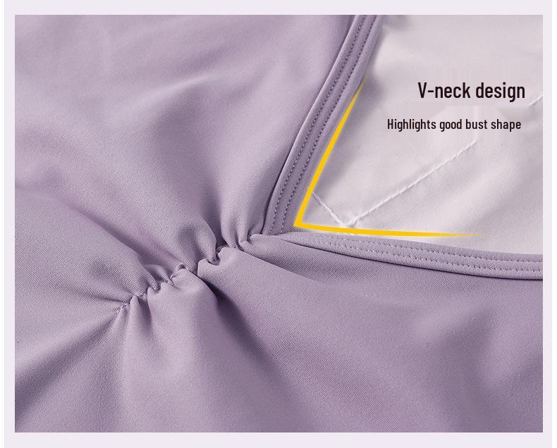 Fushinu Damen Farbblock Geraffte Taille Gymnastiktrikot Ballett Übungskleidung