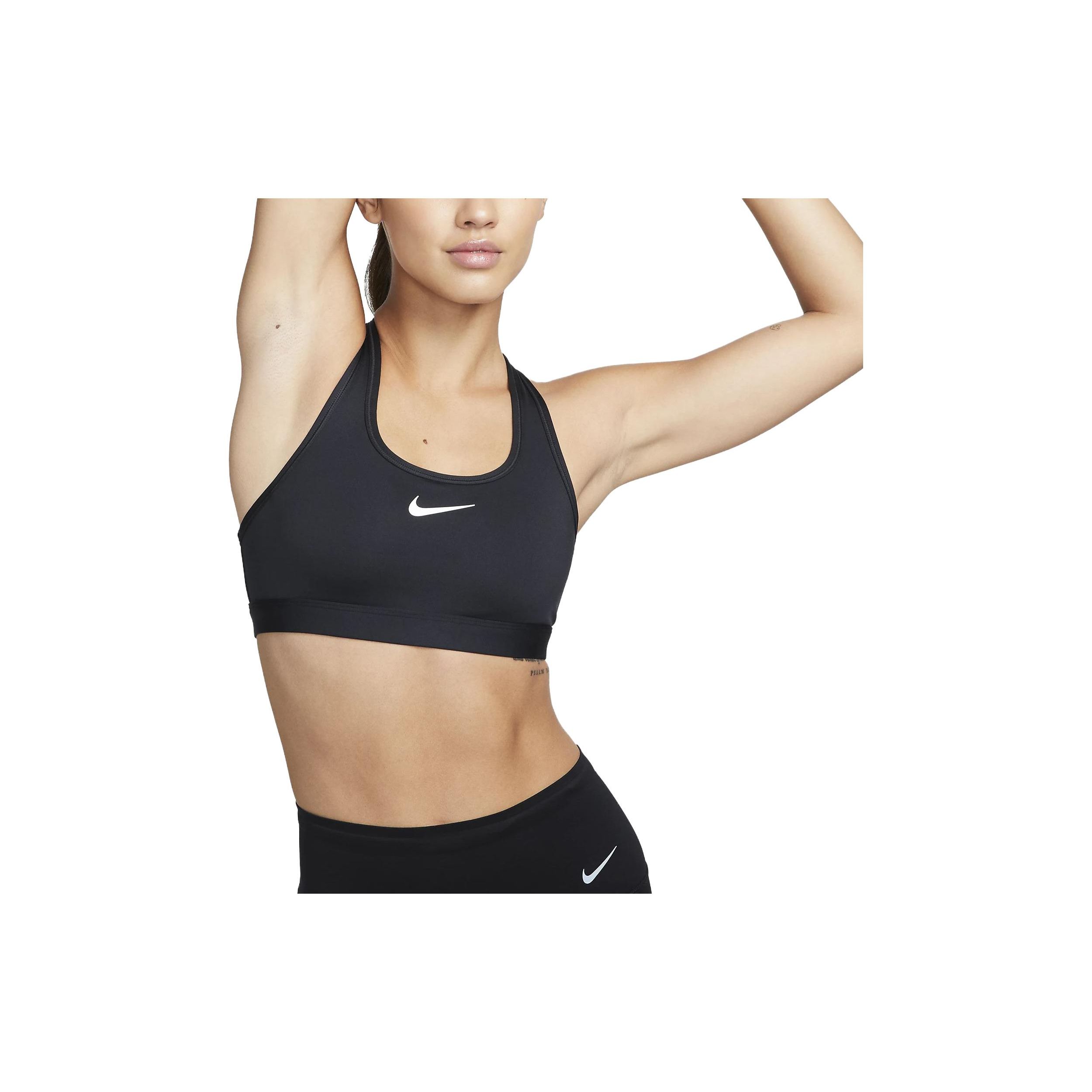 Nike Swoosh Black/White Women s Medium Support Padded Sports Bra DX6822-010 S