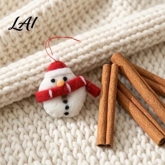 Soft Fluffy Christmas Tree Pendants Felt Ornament Handmade Wool Santa Claus Elf Snowman Creative Holiday Window Decorations Hanging Decor