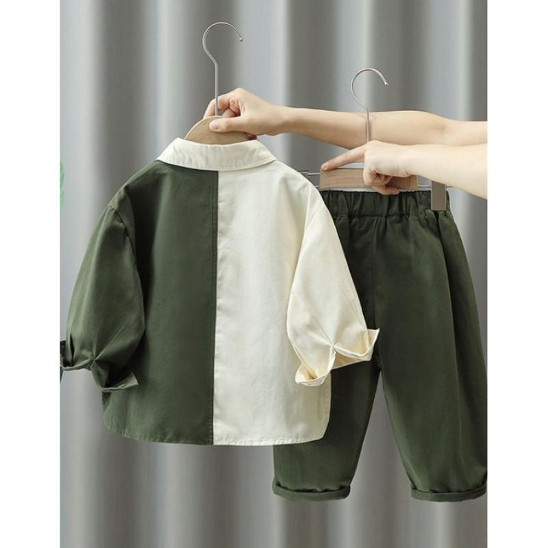 Kids Boys Spring and Autumn Set Handsome Boys Long Sleeve Shirt +pants Two Piece Set