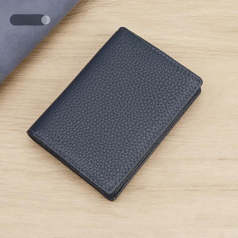 Мужская визитница из натуральной кожи Lychee Grain Leather - Модель 3302 синий