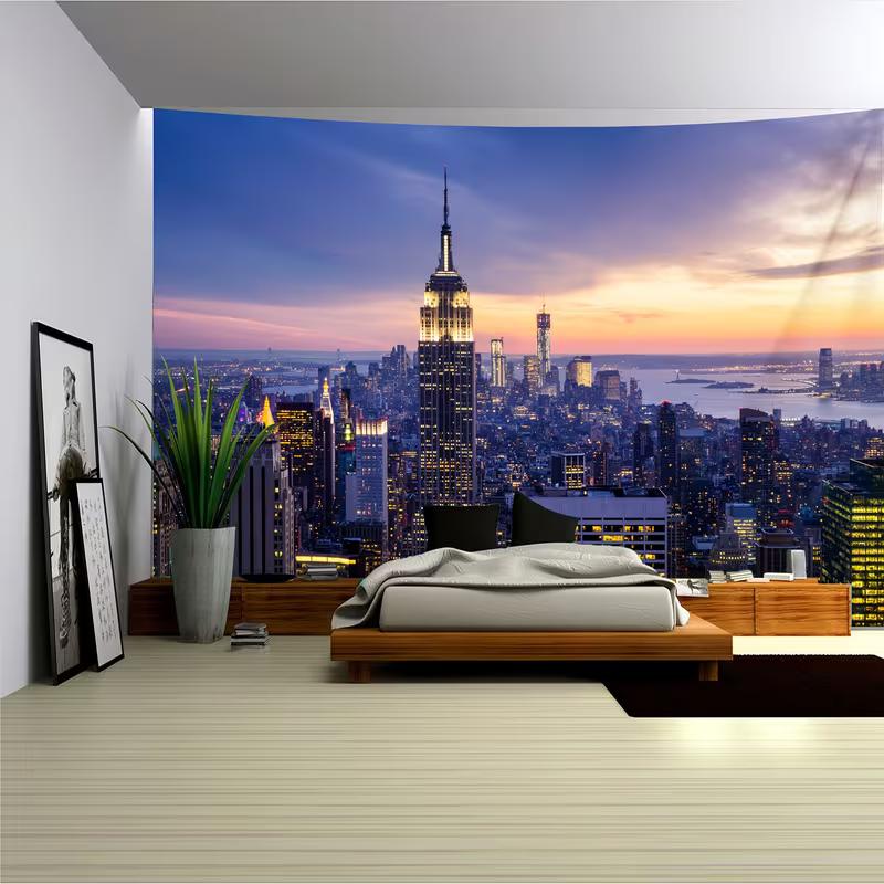

Гобелен «Закат в Нью-Йорке» - Настенное панно «Городской пейзаж с Эмпайр-стейт-билдинг» 47.2x31.5inch/120*80cm