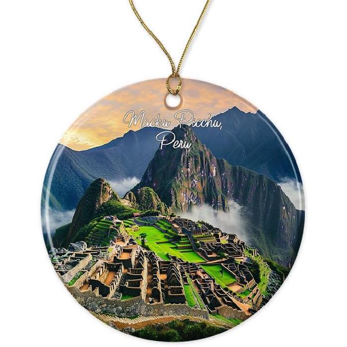 DMCDesigns Machu Picchu - Peru Scenic View Ornament - Stunning Ceramic Collectible with Majestic Ancient Cityscape for World Travelers Printed on Printed on One Side