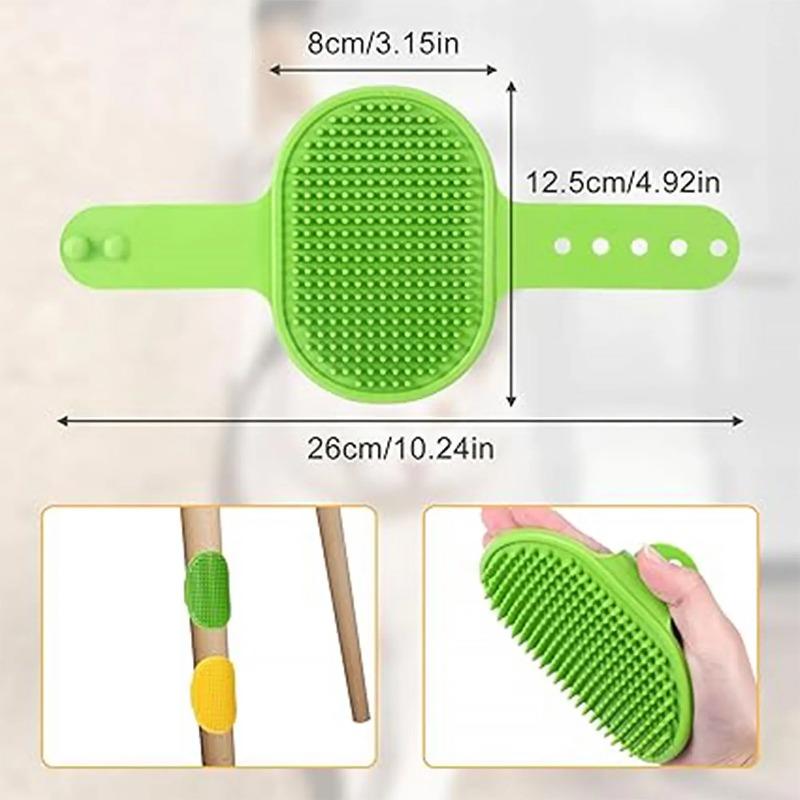 Dog Bath Massage Brush, Dog Grooming Brush,Rubber Grooming Brush with Adjustable Handle for Dogs and Cats, Long & Short Hair