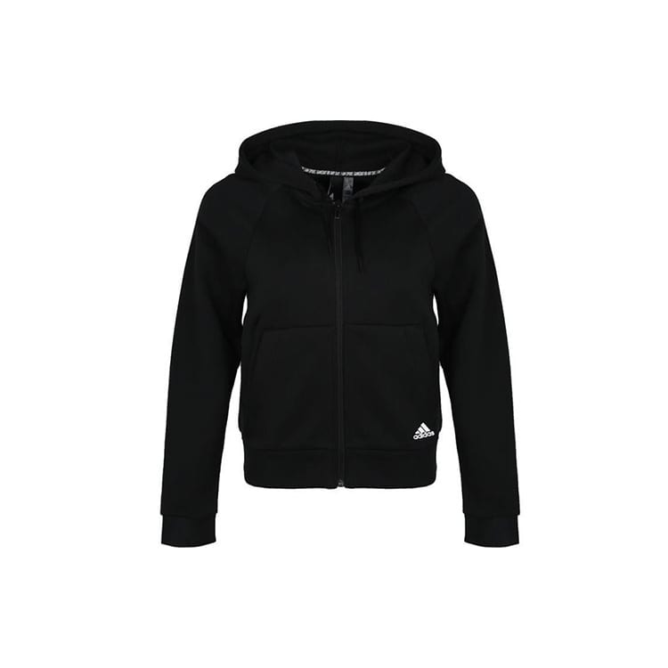 adidas Sweatshirts Women's Black Hooded Moderate Cardigan DU6570